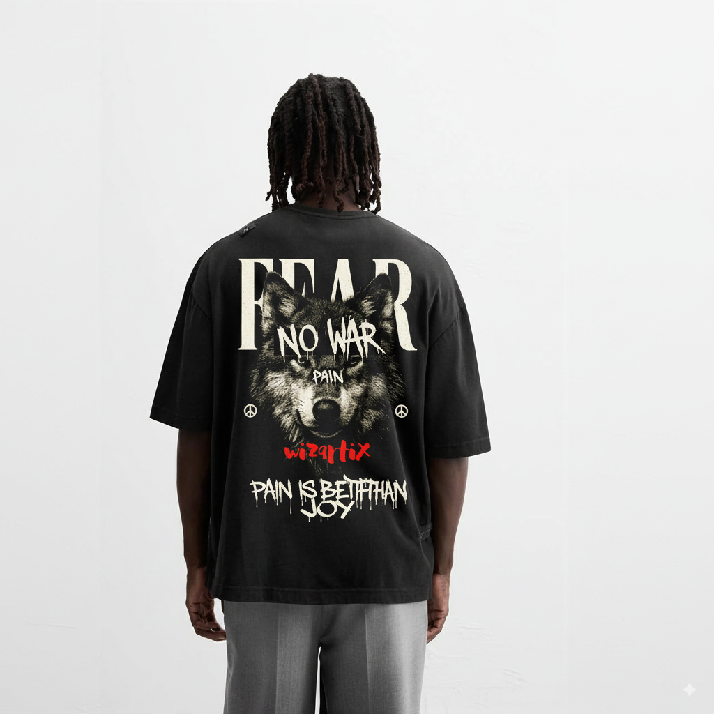 FEAR NO WAR 🐺 wizartix T-shirt | Oversized Fit