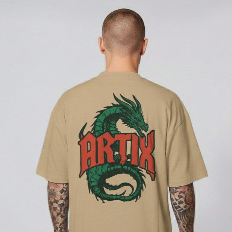 DRAGON CODE 🐉 wizartix T-shirt (Beige) | Oversized Fit