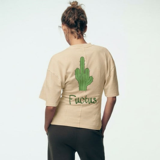 FUCTUS 🌵 wizartix tshirt (Beige) | Oversized Fit