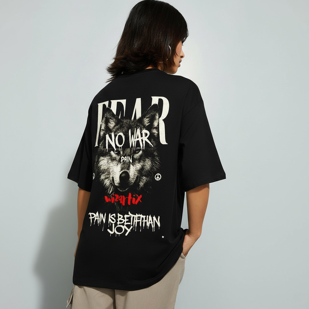 FEAR NO WAR 🐺 wizartix T-shirt | Oversized Fit