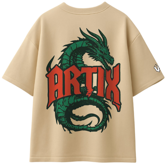 DRAGON CODE 🐉 wizartix T-shirt (Beige) | Oversized Fit
